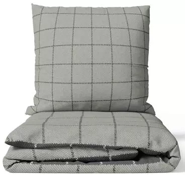 Комплект постельного белья Renforce 155x220 см серого антрацита черного цвета в клетку на молнии, 2 предмета leonado vicenti