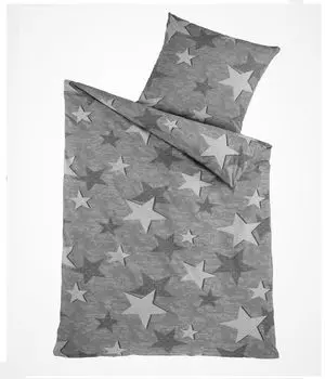 Комплект постельного белья Renforce из хлопка, комплект постельного белья из 2 предметов, пододеяльник 135x200, наволочка 80x80, новый серый, серебристый, со звездами и звездами Optidream Highclass
