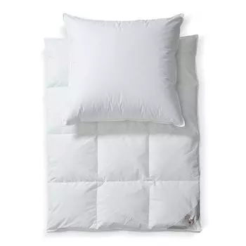 Комплект постельного белья RIBECO Jana, серебристо-белая утка, 80% пух, 20% перо, 200х200 см, светло-белый