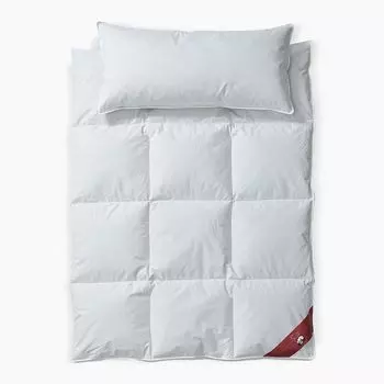 Комплект постельного белья RIBECO Johnna, серебристо-белая утка, 80% пух, 20% перо, 135х200 см, белый экстра теплый