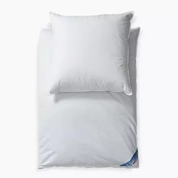 Комплект постельного белья RIBECO LEON, серебристо-белая утка, 50% пух, 50% перо, 155х220 см, белый экстра теплый
