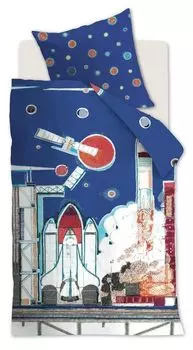 Комплект постельного белья Rocket Ship детский синий, размер: 135 х 200 см // 80 х 80 см Beddinghouse