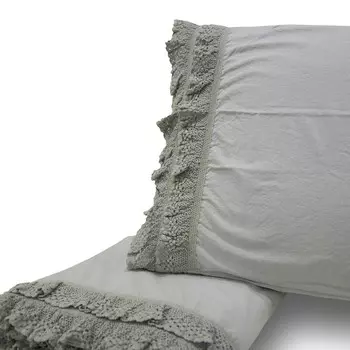 Комплект постельного белья с пододеяльником из 100% чистого хлопка StoneWashed - Таба Creole Home, серый, полуторный