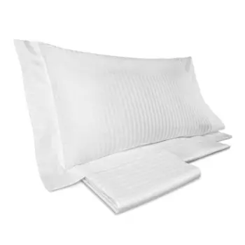 Комплект постельного белья с пододеяльником из 60 полосатого атласа из чистого хлопка - рубиновый Lisola, белый, полуторный