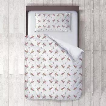 Комплект постельного белья с пододеяльником для детской кроватки из чистого хлопка с рисунком - Baby Dream Daunex, цвет Fenicottero
