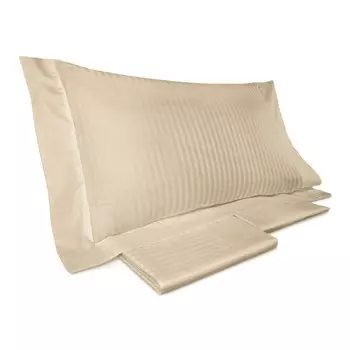 Комплект постельного белья с пододеяльником из атласа в полоску из чистого хлопка - Топаз Lisola, песок, односпальный