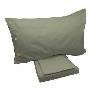 Комплект постельного белья с пододеяльником из хлопка и ткани StoneWashed без глажки - Daniel Lisola, лесной зеленый, двуспальный