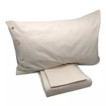 Комплект постельного белья с пододеяльником из хлопка и ткани StoneWashed без глажки - Daniel Lisola, слоновая кость, односпальный