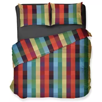 Комплект постельного белья с пододеяльником из чистого хлопка с принтом - Глазго Daunex, многоцветный, полуторный