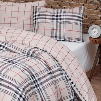 Комплект постельного белья с пододеяльником из чистого хлопка с принтом - Boston Daunex, крем, полуторный