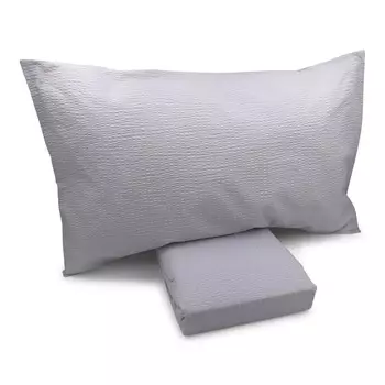 Комплект постельного белья с пододеяльником из чистого хлопка, однотонный, без глажки - хлопчатобумажная ткань Daunex, жемчужно-серый, двуспальный