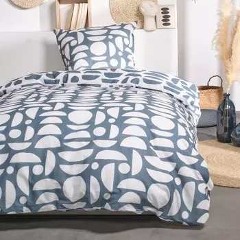 Комплект постельного белья с пододеяльником Doubleface из чистого хлопка - Viipuri Sisu, синий, односпальный