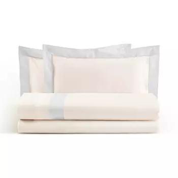 Комплект постельного белья с пододеяльником из чистого хлопка с атласной каймой - бриллиант Lisola, устрица, односпальный