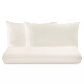 Комплект постельного белья с пододеяльником из теплой хлопковой фланели однотонного цвета - Рим Lisola Basic, слоновая кость, двуспальный