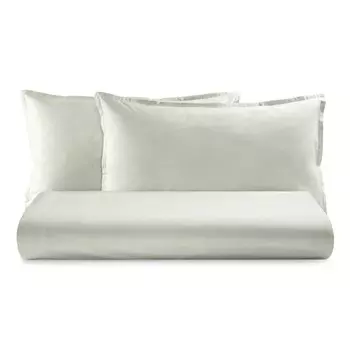 Комплект постельного белья с пододеяльником из однотонного хлопкового сатина 300TC - Gottardo Lisola Basic, устрица, двуспальный