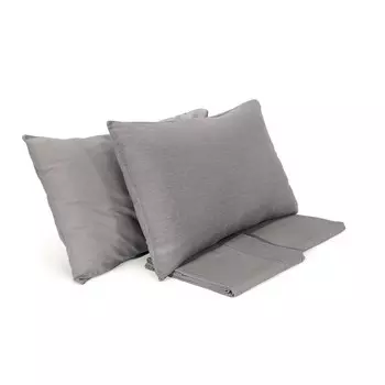 Комплект постельного белья с пододеяльником из хлопка и льна StoneWashed без глажки - Loire Lisola Stone, багио, полуторный