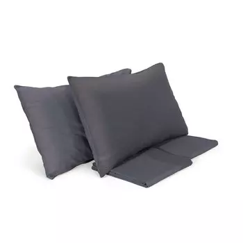 Комплект постельного белья с пододеяльником из хлопка и льна StoneWashed без глажки - Loire Lisola Stone, деним, полуторный