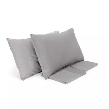 Комплект постельного белья с пододеяльником из хлопка и льна StoneWashed без глажки - Loire Lisola Stone, призма, двуспальный