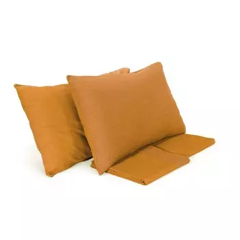 Комплект постельного белья с пододеяльником из хлопка и льна StoneWashed без глажки - Loire Lisola Stone, янтарь, двуспальный