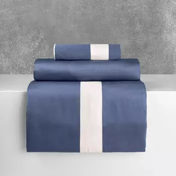 Комплект постельного белья с пододеяльником из хлопкового атласа - Вашингтон Lisola, синий/кремовый