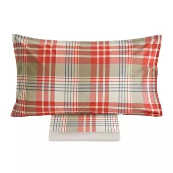 Комплект постельного белья с пододеяльником из хлопковой фланели с атласной воланом - Эдинбург Lisola, красный/устричный