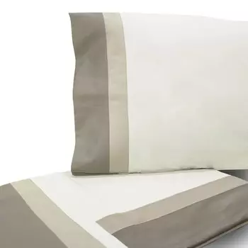 Комплект постельного белья с пододеяльником из чистого хлопка и атласной воланной ткани - Испания Lisola, песок, односпальный