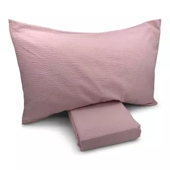 Комплект постельного белья с пододеяльником из чистого хлопка, однотонный, без глажки - хлопчатобумажная ткань Daunex, пудра, двуспальный