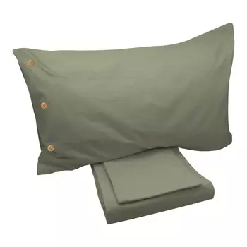 Комплект постельного белья с пододеяльником из хлопка и ткани StoneWashed без глажки - Daniel Lisola, лесной зеленый, односпальный