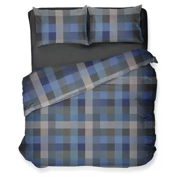 Комплект постельного белья с пододеяльником из чистого хлопка с принтом - Глазго Daunex, синий, двуспальный