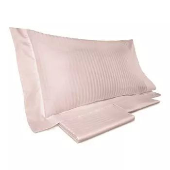 Комплект постельного белья с простынью из 60 полосатого атласа из чистого хлопка - рубиновый Lisola, ладан, односпальный