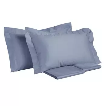 Комплект постельного белья с простынью из однотонного хлопкового атласа - Tresor Creole Home, авио, полуторный