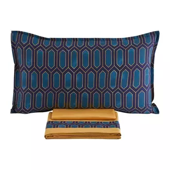 Комплект постельного белья с простынью из хлопкового перкаля - Королевский Lisola, синий, двуспальный