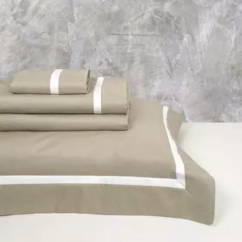 Комплект постельного белья с простынью из хлопкового перкаля - Корсика Lisola, песок