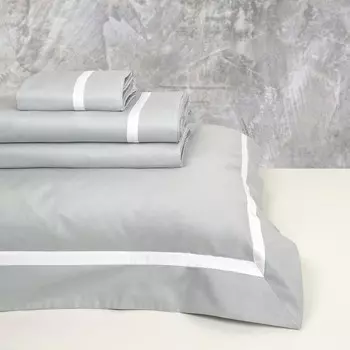 Комплект постельного белья с простынью из хлопкового перкаля - Корсика Lisola, серый