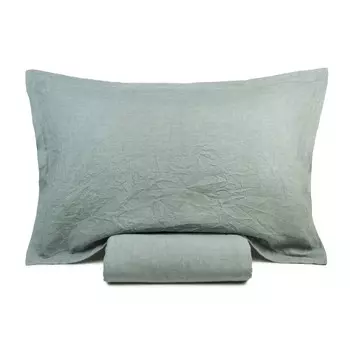 Комплект постельного белья с простынью из чистого льна StoneWashed без глажки - люкс Lisola Stone, пепел, полуторный