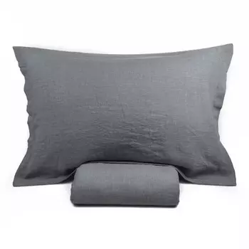 Комплект постельного белья с простынью из чистого льна StoneWashed без глажки - люкс Lisola Stone, багио, полуторный