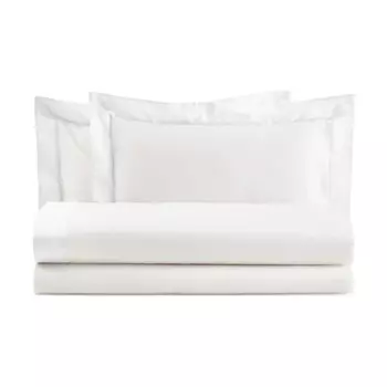 Комплект постельного белья с простынью с атласной каймой - Бриллиант Lisola, белый, полуторный