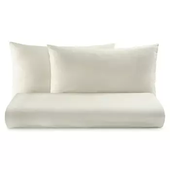 Комплект постельного белья с простынью из чистого хлопка однотонного цвета - Tortona Lisola Basic, устрица, двуспальный