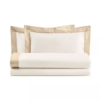 Комплект постельного белья с простынью из хлопковой фланели с атласной каймой - бриллиант Lisola, пляж