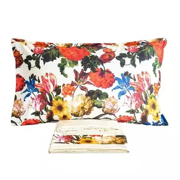 Комплект постельного белья с простынью из хлопкового перкаля - Colette Lisola, слоновая кость