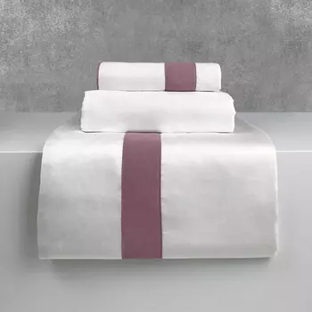 Комплект постельного белья с простынью из хлопкового атласа - Вашингтон Lisola, кремовый/розовый