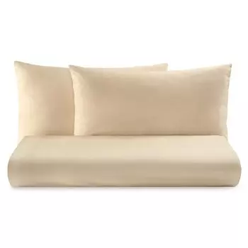 Комплект постельного белья с простынью из чистого хлопка однотонного цвета - Tortona Lisola Basic, пляж, двуспальный