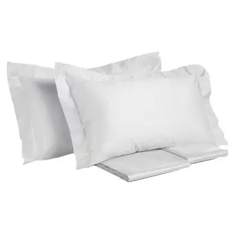 Комплект постельного белья с простынью из однотонного хлопкового атласа - Tresor Creole Home, белый, двуспальный