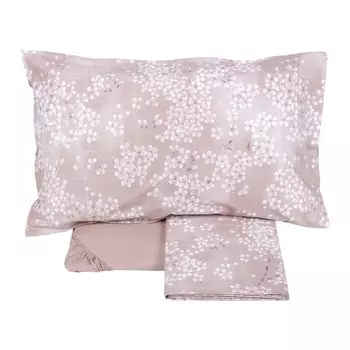 Комплект постельного белья с простынью из хлопкового перкаля - кимоно Fazzini, роза