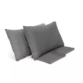 Комплект постельного белья с простынью из хлопка и льна StoneWashed без глажки - Loire Lisola Stone, гризайль, полуторный