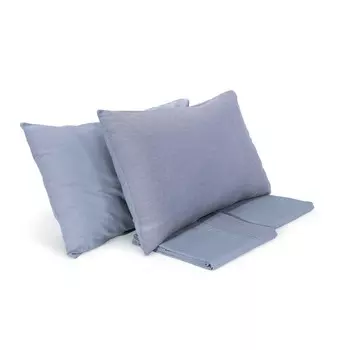 Комплект постельного белья с простынью из хлопка и льна StoneWashed без глажки - Loire Lisola Stone, регулус, двуспальный