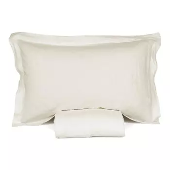 Комплект постельного белья с простынью из чистого льна StoneWashed без глажки - люкс Lisola Stone, слоновая кость, односпальный