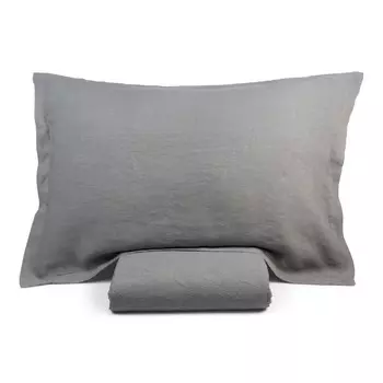 Комплект постельного белья с простынью из чистого льна StoneWashed без глажки - люкс Lisola Stone, призма, односпальный