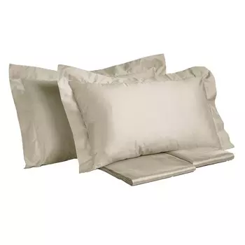 Комплект постельного белья с простынью из однотонного хлопкового атласа - Tresor Creole Home, корда, двуспальный