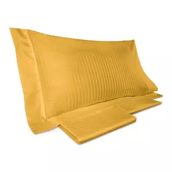 Комплект постельного белья с простынью из 60 полосатого атласа из чистого хлопка - рубиновый Lisola, Francese